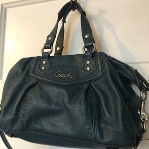 Teal Coach Purse, leather